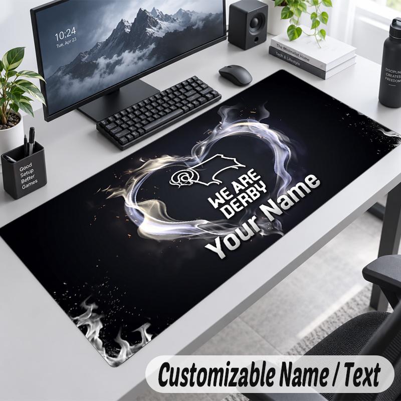 Custom Name Text Mouse Pad Derby County Personalized Desk Pad For Work And Gaming