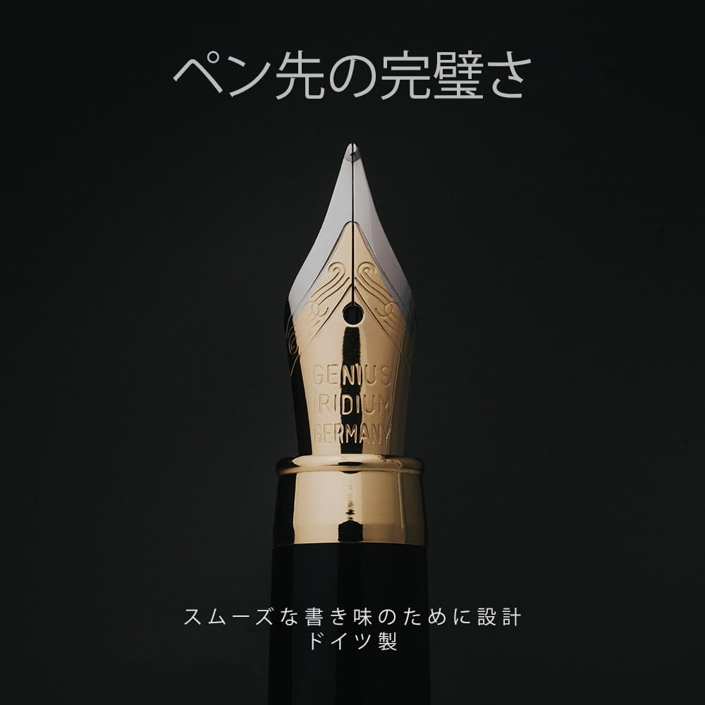 Wordsworth Black Premium Wooden Fountain Pen Crest 6 Fountain Pen Ink Cartridges 24K Gold Finish 18K Medium Nib Suitable for Men and Women