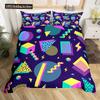 Retro Memphis Style Duvet Cover Set Galaxy Fashion Style Geometric Shapes Bedding Set Full,Hipster Old Fashioned Comforter Cover
