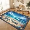 Octopus Sea Life Theme Crystal Velvet Floor Rug Personalized Custom Name Text Warm Carpet Home Decoration