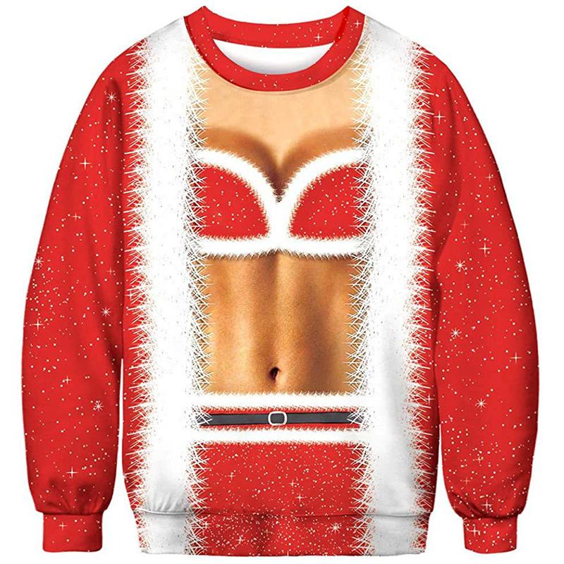 2023 Christmas Digital Printing Funny Pattern Round Neck Sweater Couple Sweater