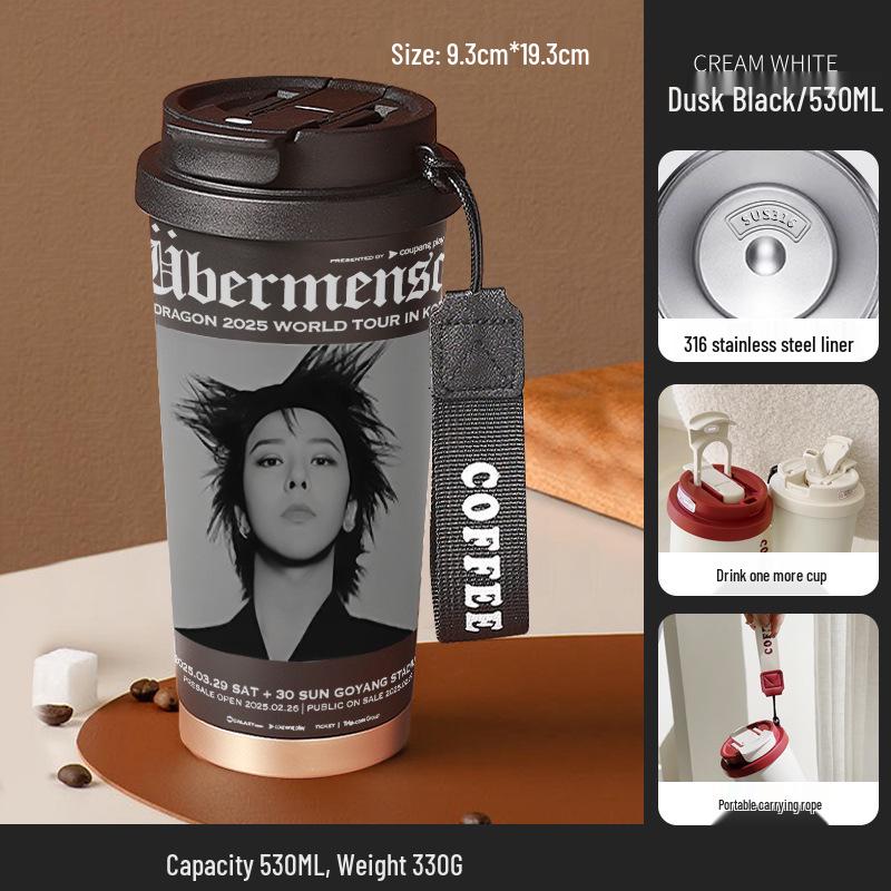 Термокружка из нержавеющей стали G-Dragon, большая емкость, дизайн с ромашками