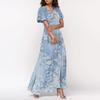 Maxi Dresses Casual for Women Summer Elegant Cute Flowing Wedding Guest Short Sleeve Chiffon Floral Dresses