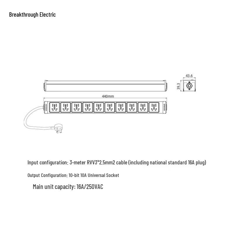 Topower 16A 10-Outlet Rack PDU