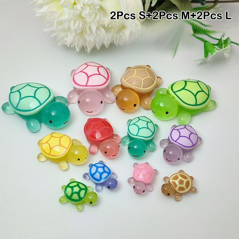 6/10Pcs Mini Luminous Turtle Home Decor Landscaping Resin Crafts Glowing Turtle Garden Fish Tank Miniatures Ornaments Decoration