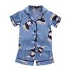Baby Kids Boys Girls Bunny Print Outfits Set Short Sleeve Blouse Tops+Shorts Sleepwear Pajamas