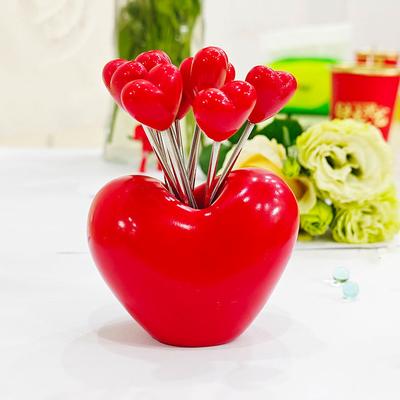 11 шт. набор вилок Love Fruit Fork для дома, гостиной, рабочего стола, из нержавеющей стали, украшение для фруктов, симпатичная вилка для клубники и капусты
