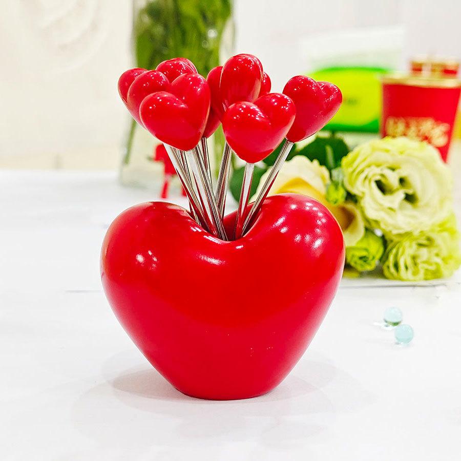 11 шт. набор вилок Love Fruit Fork для дома, гостиной, рабочего стола, из нержавеющей стали, украшение для фруктов, симпатичная вилка для клубники и капусты