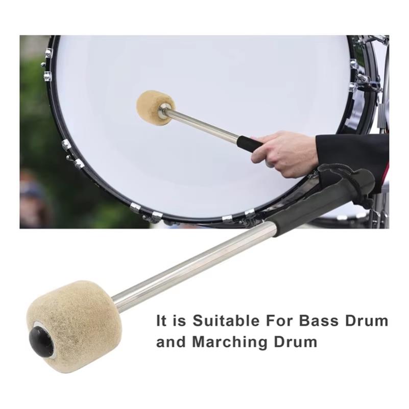 2 Pcs 12.5Inch Bass Steel Drum Mallets,Wool Felt Drum Sticks with Stainless Steel Handle Anti-Slip Wool Drum Mallets 3