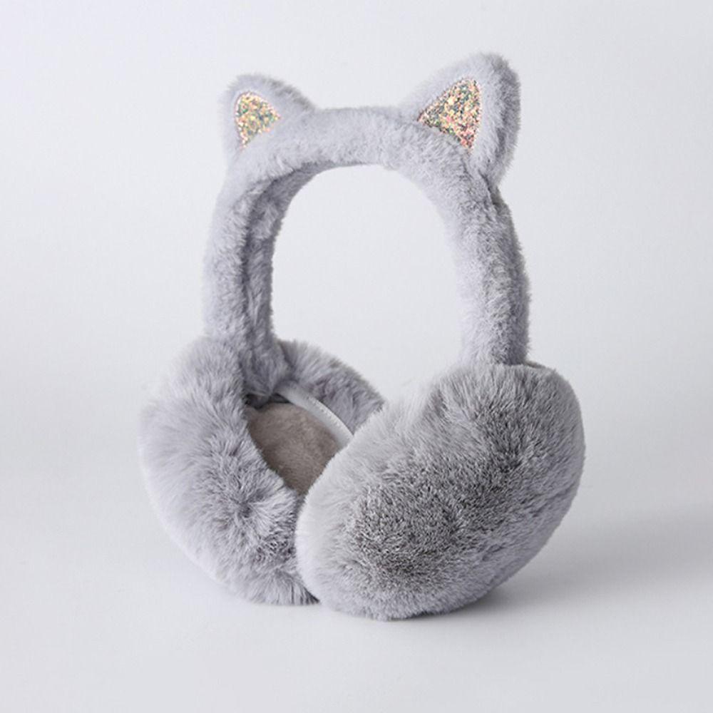 Fluffy Cat Ear Earmuffs Foldable Foldable Thermal Earmuffs Faux Fur Ear Warmers Winter Outdoor