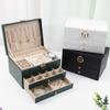 Lockable Storage Box Leather Jewelry Packaging Box Multi-function Double Layer Jewelry Box  Travel