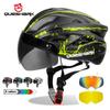 Queshark Ultralight Cycling Helmet with Goggles Bicycle Safety Cap Motorcycle Riding MTB Road Bike Helmet+Removable Yellow/Colorful Lens
