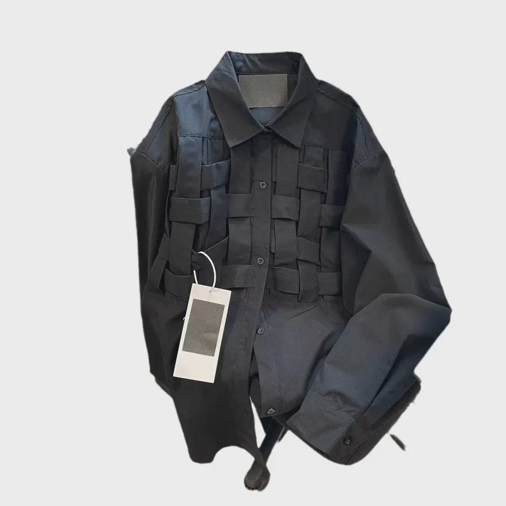 2024 Мужская белая рубашка с длинным рукавом в стиле Харадзюку — модная молодежная мода на весну/лето