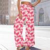 Women's Printed Wide Leg Pants With Pockets High Waist Drawstring Loose Casual Pants