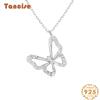 Tancise S925 Sterling Silver Luxury Butterfly Necklace Simple Pendant Necklace Temperament Clavicle Chain.