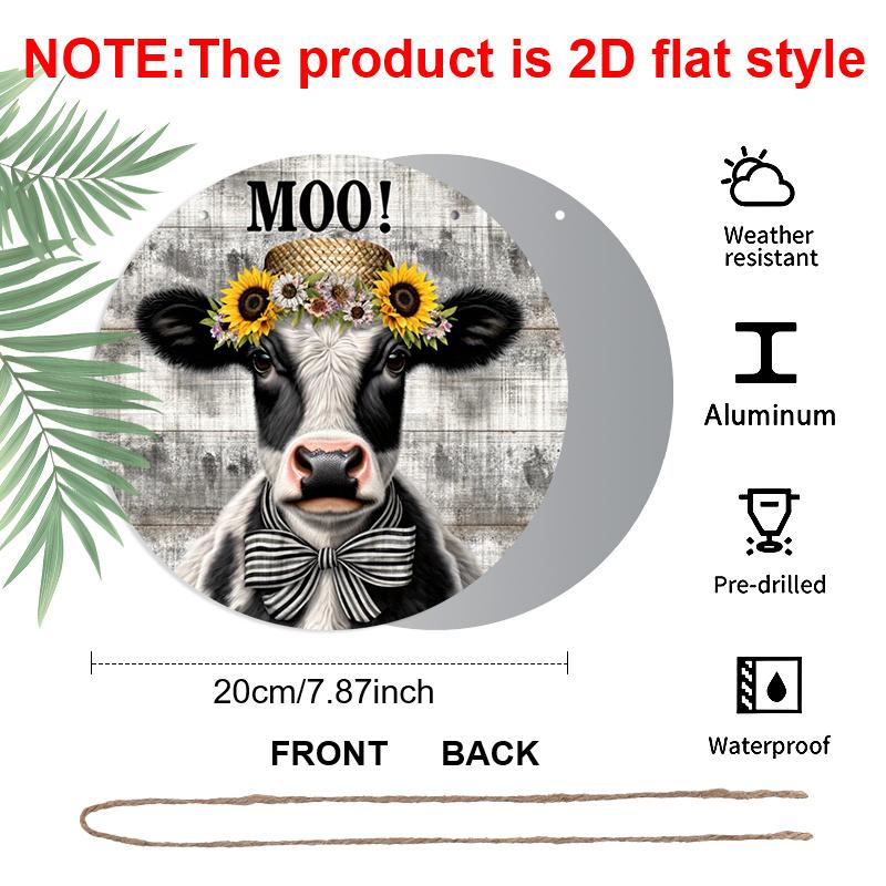 2D Flat 1pc, 8x8 in, Rustic Cow "Moo Y'all" Aluminum Metal Sign, Printed Artwork, Farmhouse Wall Decor, Home & Garden, Kitchen, Bar, Garage, Shop