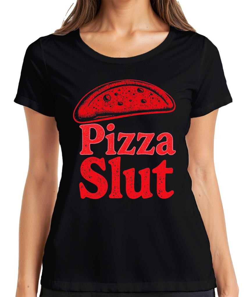 Pizza Slut Pizza Fan Pizzeria Fast Food Funny Gift Retro Ladies T-Shirt