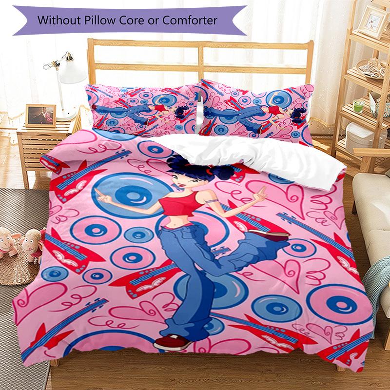 3pcs Winx Club Design Cover Set - HD Printed Bedding with 1 Cover and 2 Pillowcases - Perfect for Home and Dorm Decor