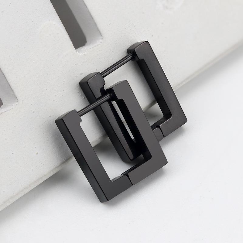 Ювелирные изделия, подарок на вечеринку, новая мода для мужчин и женщин, модные серьги-кольца с геометрическим рисунком, мини-черные, серебристые, золотые, в стиле панк, нержавеющая сталь, 1 пара