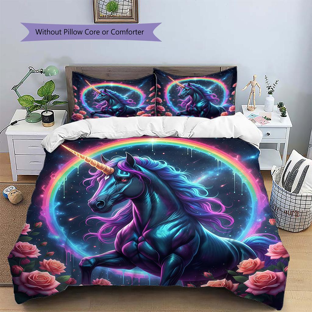 Flying animals Pattern Bedding Quilt Set Quilt Cover Pillowcase Home Decoration Birthday Gift (1 * duvet cover + 2 * pillowcase, without core)