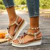 Women Wedge Sandals Summer 2025 Braided Band Platform Gladiator Sandals Woman Thick Bottom Beach Shoes Women Sandalias De Mujer