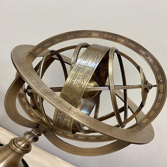 Zodiac Armillary Brass Sphere Globe Display 30.48 Cm Wooden Base
