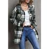 Autumn and Winter Women's Plaid Shirt Jacket Lapel Single-breasted Shirt Commuter Loose Plaid Tweed Jacket