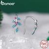 BAMOER 925 стерлингового серебра Рождественский подарок ювелирные изделия Holly Open Ring Красочные серьги-гвоздики с листьями цветов Специальный подарок на Новый год