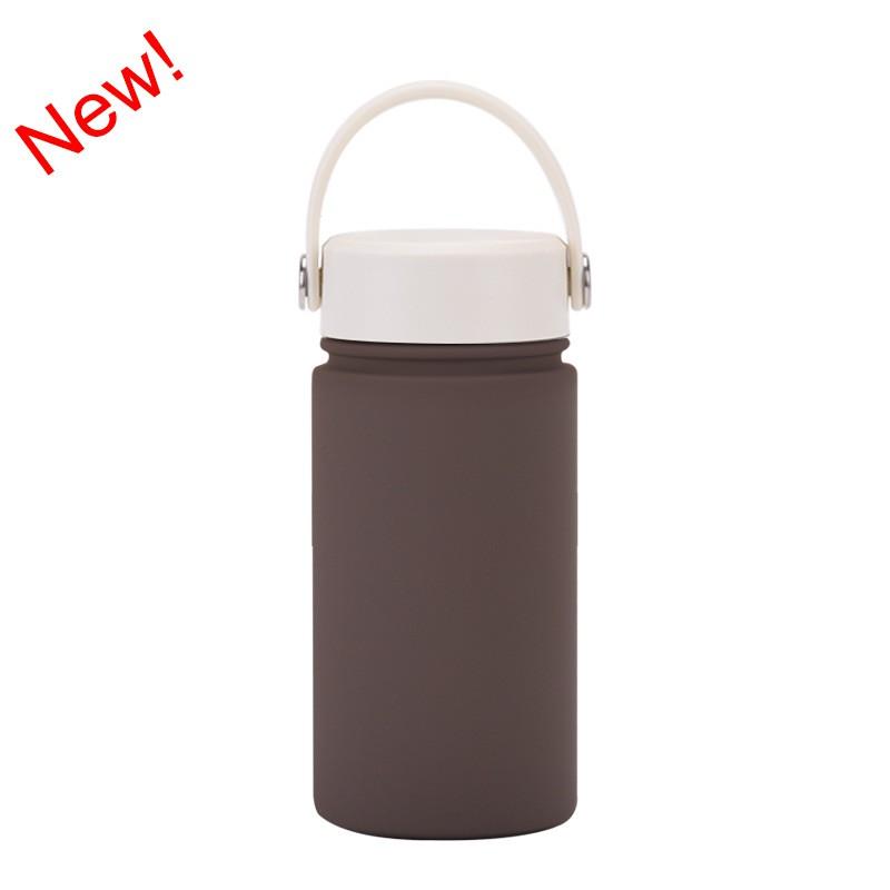 350ml Vacuum Insulated Stainless Steel Water Bottle With Carry Strap Wide Mouth Portable Gym Outdoor Travel Office