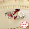 Настоящее серебро S925 пробы с красными грибами, открытые регулируемые кольца для женщин, ювелирные изделия на годовщину вечеринки, подарки