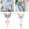 Adjustable 60cm Butterfly Bees Rhinestones Id cards Holder Secure Clip for Workplaces Professional Office Accessories