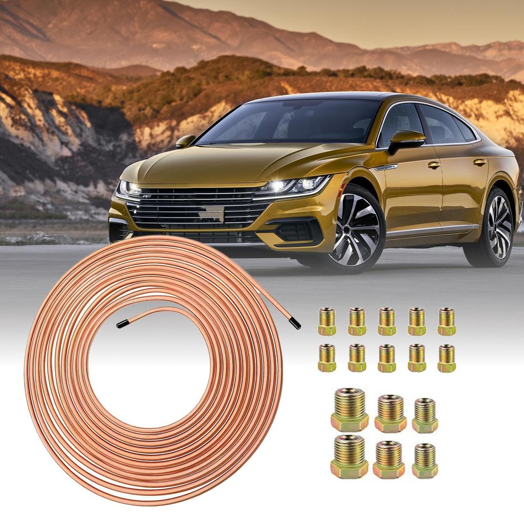 3/16 Brake Line 3/16 Coated Alloy 25Ft Brake Line Fitting Kit Anti-Rust Fittings Connector Set Car Repair Tool For Braking