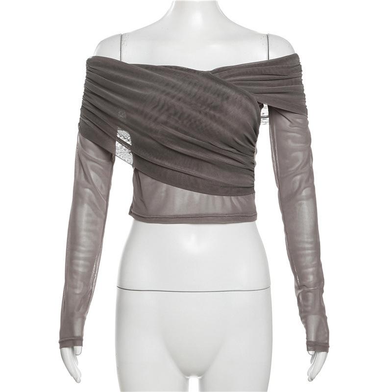 Осенний женский сексуальный повседневный пуловер с одним вырезом и длинными рукавами в стиле тай-дай