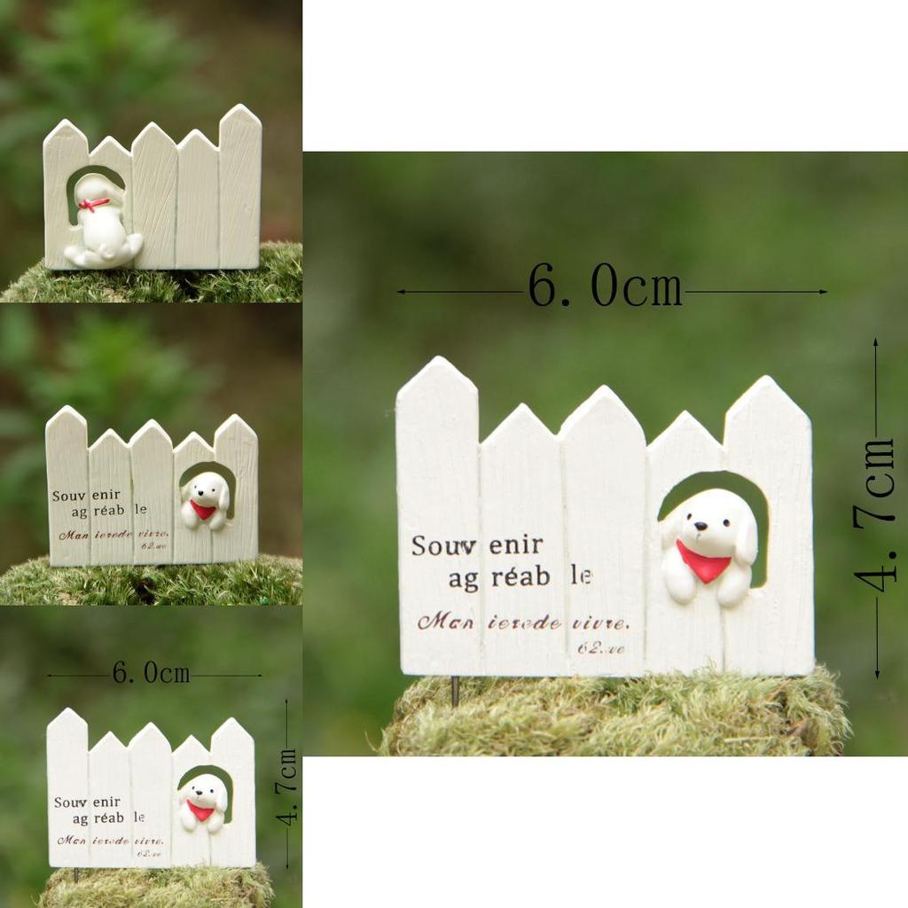 Resin Cartoon Dog Fence Ornament For Terrarium And Miniature Garden Setup