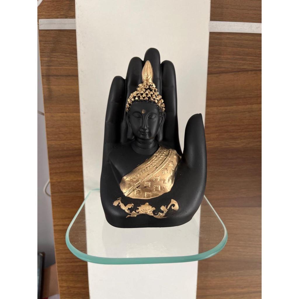 Золотая статуэтка Будды из пальмы ручной работы для дома, офиса и подарков - Статуэтки Будды из пальмовой руки для гостиной, комнаты для пуджи, гостиной, декора на Дивали