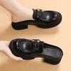 Spring and Autumn New Soft-soled British Small Leather Shoes Women's Versatile Casual Fashion One Pedal and Half Slippers