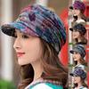 Women Warm Turban Visor Hat Wide-Brimmed Cap Floral Print Windproof Cap Keep Warm Cancer Hat