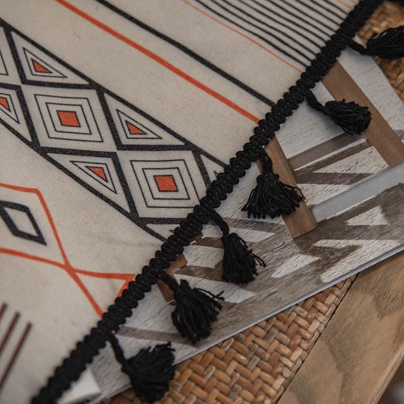 Bohemian Curtain with Tassels Single Panel Easy Hanging with A Rod Pocket & Loop for Farmhouse, Office & Living Rooms 1 Panel