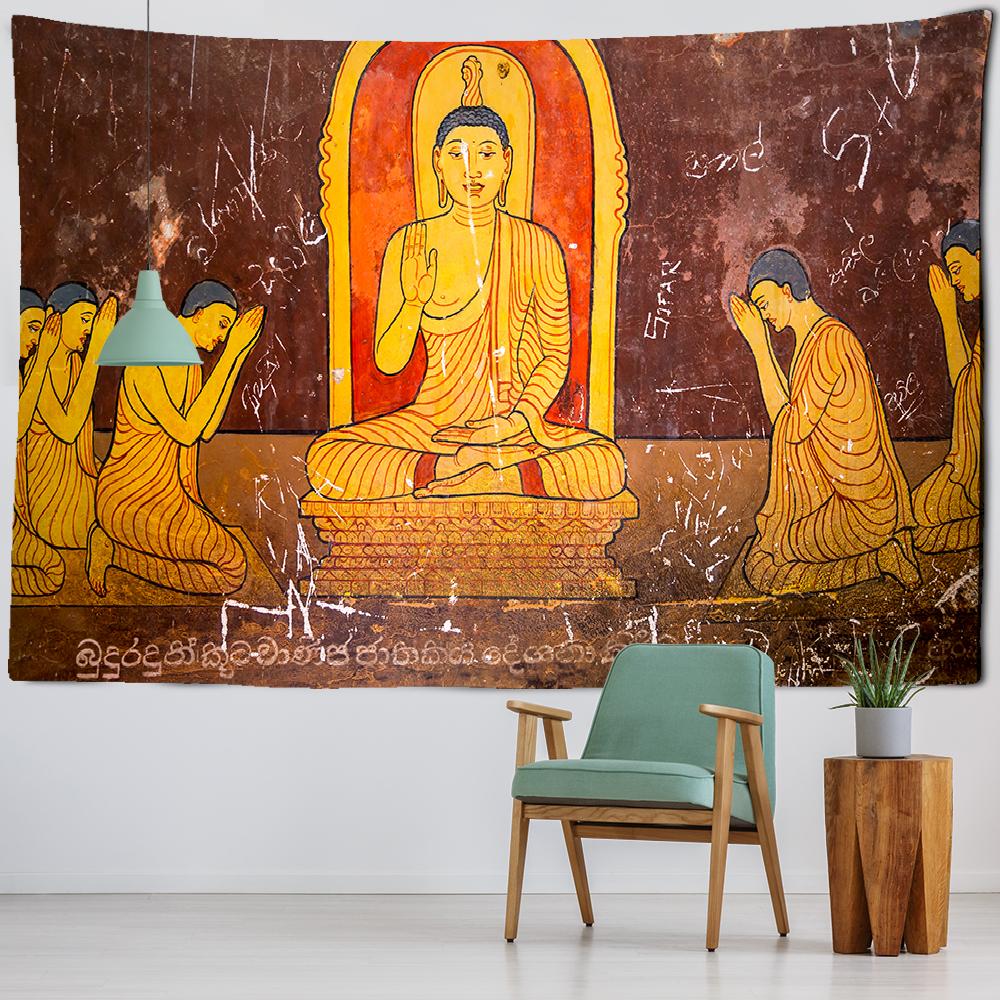 Индийская статуя Будды, древний буддийский гобелен, гостиная, спальня, настенная медитация, психоделическая йога, настенный подвес в богемном стиле