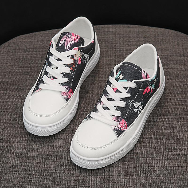 Женские вулканизированные туфли, дышащие парусиновые туфли, студенческие низкие кроссовки, кроссовки с изображением аниме-бабочки, износостойкие кроссовки для девочек, подарок