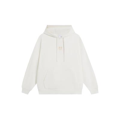 Li-Ning Спортивная серия Trend с принтом букв, однотонная толстовка с капюшоном унисекс, топы молочно-белого цвета AWDS921-4