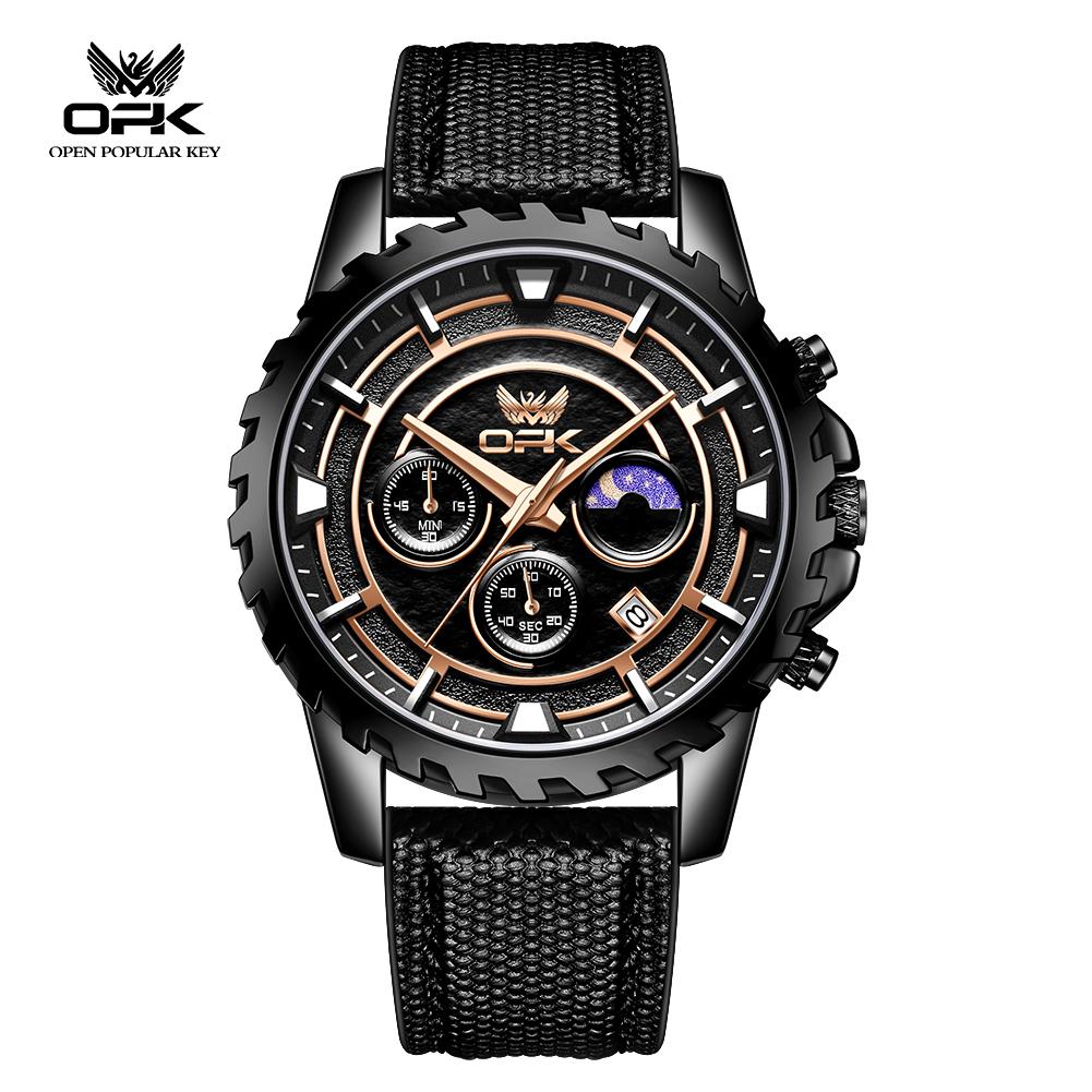 OPK brand new multifunctional single calendar men's watch night light waterproof quartz watch men's watch 6085