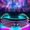 Light Up Neon Rave Glasses Flashing Shutter Glasses El Wire LED Sunglasses Glowing DJ Costumes for 80s Parties Music Festival