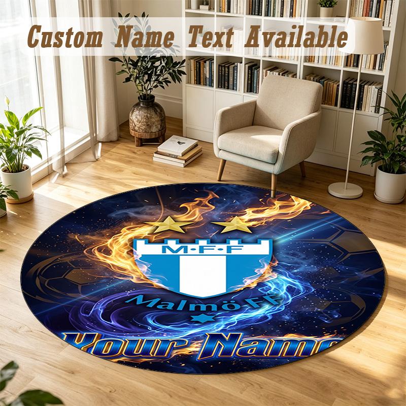 Round Rug Custom NameMalmö FF Pattern Non Slip Carpet Home Floor Decor
