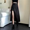 Women Skirts Streetwear High Waist Side Slit Bow Retro Sexy Irregular Summer Elegant Fashion Design A-Line Womens Solid