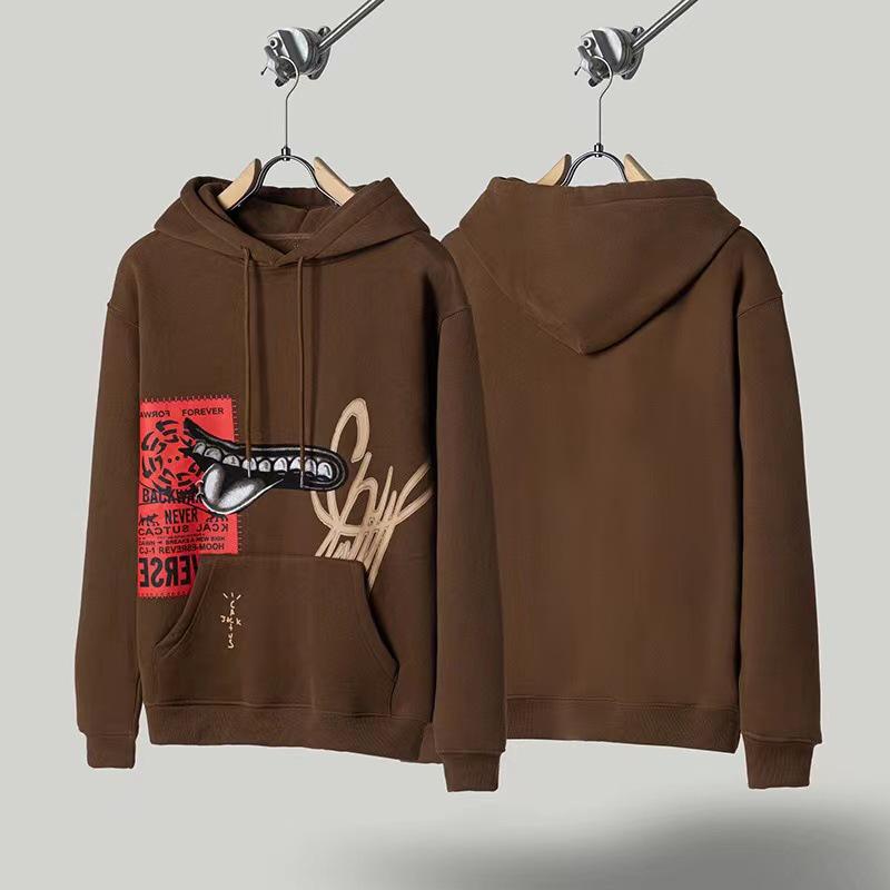 Флисовая худи и повседневные брюки Travis Scott с перевернутым логотипом для мужчин/женщин
