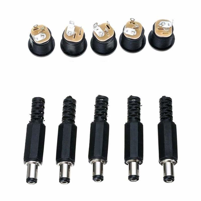 1 Set 10 Pair 12V 3A Male Plug + Female Socket Panel Mount Jack Dc Connector Kit