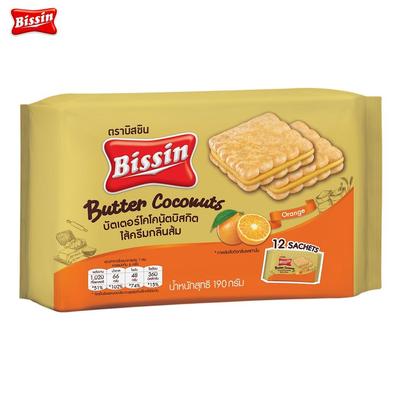 Bissin Печенье Orange Butter Coconuts 12 пакетиков 190 г x 1 шт / 3 шт / 6 шт - Thai Snacks
