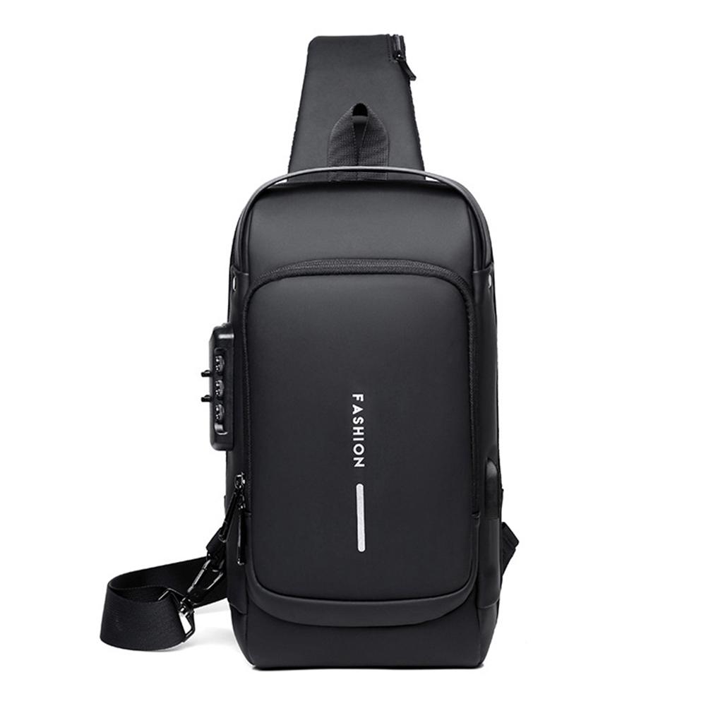 Men Sling Bag Pack with Lock Waterproof Antitheft Chest Bag with USB Charging Port Shoulder Bag