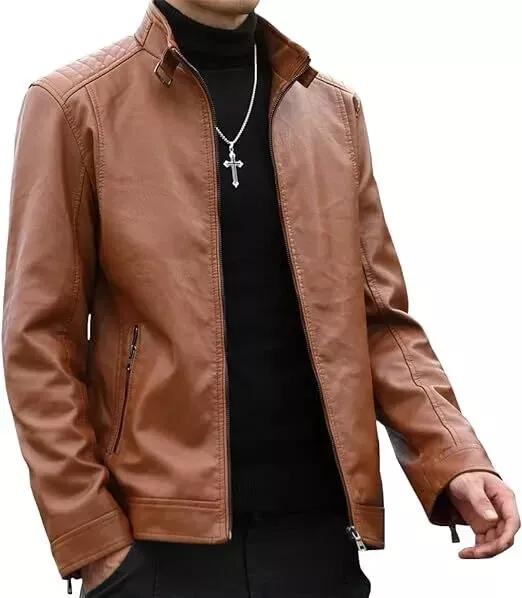 Стильная новая коричневая куртка ручной работы, элегантная мужская, из натуральной овчины